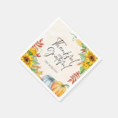 Dankbar und dankbar Wasserfarbenkürbis Serviette (Ecke)