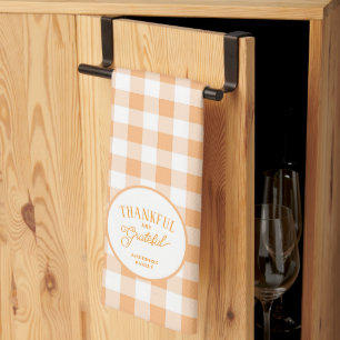 Dankbar Und Erkenntlich Gingham Thanksgiving Geschirrtuch