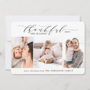 dankbar und gesegnet 3 Foto elegante Familie Feiertagskarte