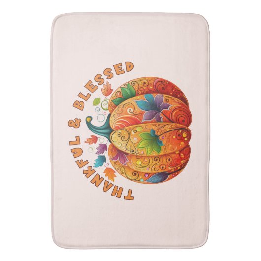 Dankbar und gesegnet Autumn Pumpkin Badematte (Vorderseite Vertikal)