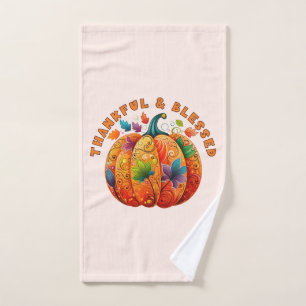 Dankbar und gesegnet Autumn Pumpkin Badhandtuch Set