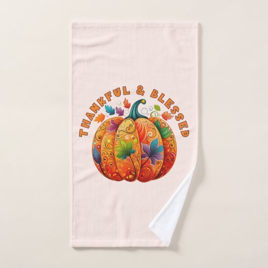 Dankbar und gesegnet Autumn Pumpkin Badhandtuch Set (Handtuch)