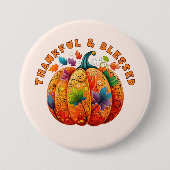 Dankbar und gesegnet Autumn Pumpkin Button (Vorderseite)