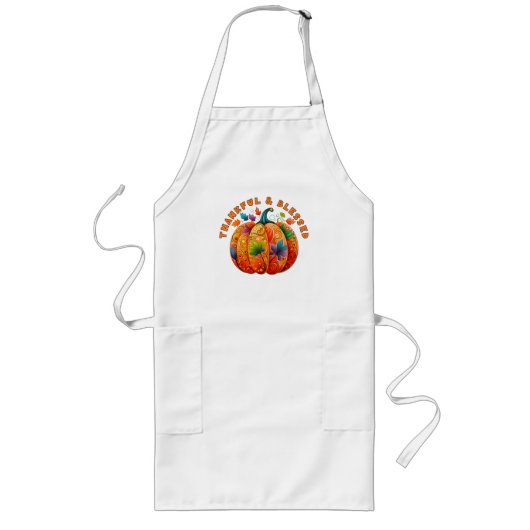 Dankbar und gesegnet Autumn Pumpkin Lange Schürze (Vorne)