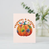 Dankbar und gesegnet Autumn Pumpkin Postkarte (Stehend Vorderseite)