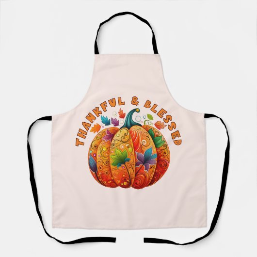 Dankbar und gesegnet Autumn Pumpkin Schürze (Vorderseite)