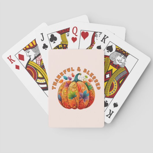 Dankbar und gesegnet Autumn Pumpkin Spielkarten (Rückseite)