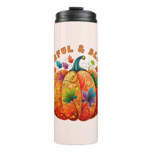 Dankbar und gesegnet Autumn Pumpkin Thermosbecher