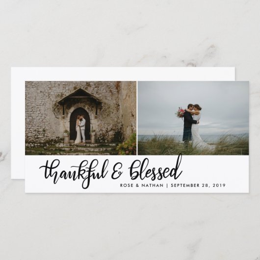 Dankbar und gesegnet handgeschriebene zwei Fotos Dankeskarte (Vorne/Hinten)