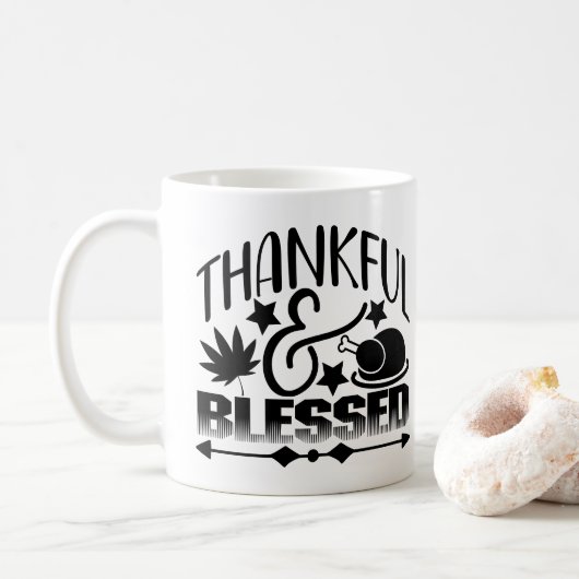 Dankbar und gesegnet kaffeetasse (Mit Donut)