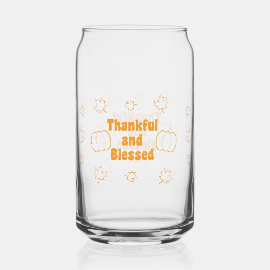 Dankbar und Gesegnet Kann Glas Thanksgiving (Vorderseite)