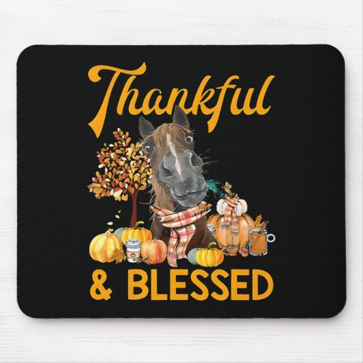 dankbar und gesegnet Kürbispferd Fall danksgivi Mousepad (Vorne)