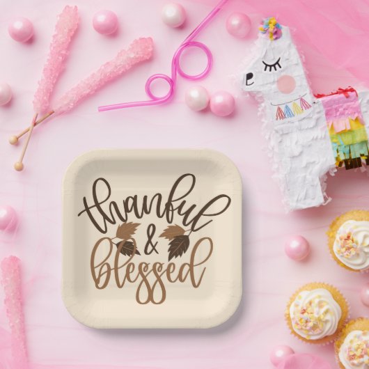 Dankbar und gesegnet pappteller (Party)