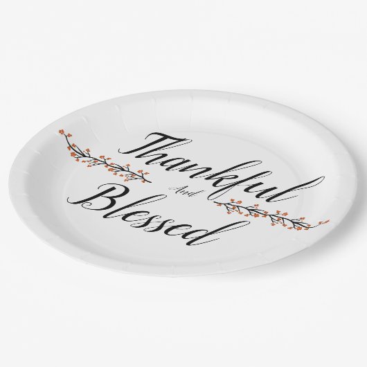 Dankbar und gesegnet pappteller (Schrägansicht)