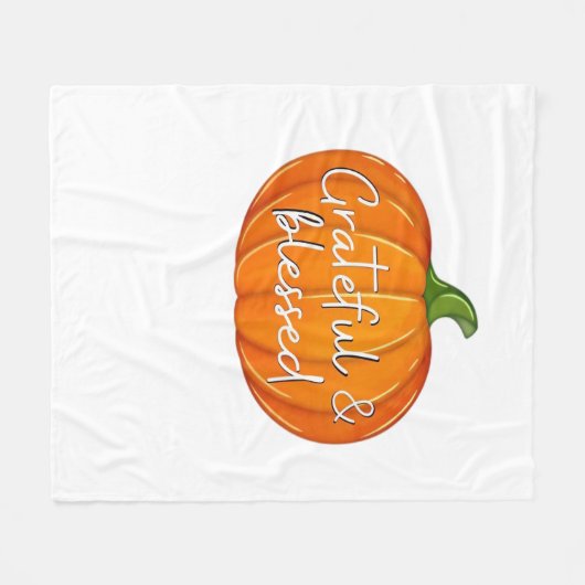 Dankbar und gesegnet - Pumpkin Fall Erntedank Fleecedecke (Vorderseite (Horizontal))