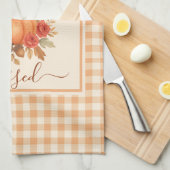 Dankbar und gesegnet Pumpkin | Fall Erntedank Geschirrtuch (Viertel Falte)