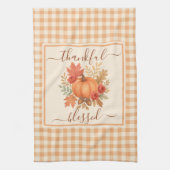 Dankbar und gesegnet Pumpkin | Fall Erntedank Geschirrtuch (Vertikal)