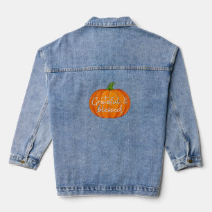 Dankbar und gesegnet - Pumpkin Fall Erntedank Jeansjacke