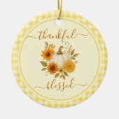 Dankbar und gesegnet Pumpkin | Fall Erntedank Keramik Ornament (Vorne)
