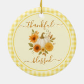 Dankbar und gesegnet Pumpkin | Fall Erntedank Keramik Ornament (Hinten)