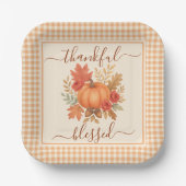 Dankbar und gesegnet Pumpkin | Fall Erntedank Pappteller (Vorderseite)