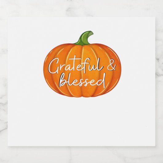 Dankbar und gesegnet - Pumpkin Fall Erntedank Schaumweinetikett (Einzelnes Label)