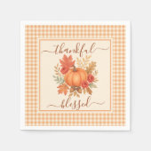 Dankbar und gesegnet Pumpkin | Fall Erntedank Serviette (Vorderseite)