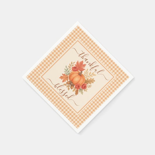 Dankbar und gesegnet Pumpkin | Fall Erntedank Serviette (Ecke)