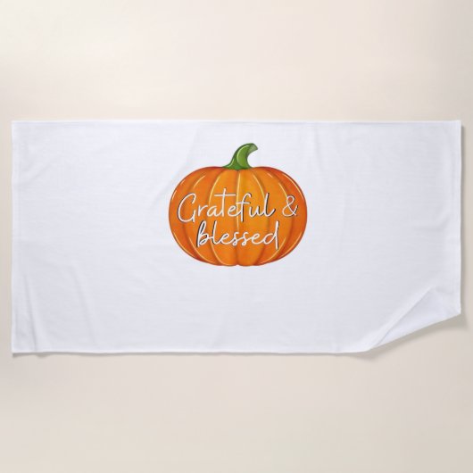 Dankbar und gesegnet - Pumpkin Fall Erntedank Strandtuch (Vorderseite)