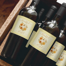 Dankbar und gesegnet Pumpkin | Fall Erntedank Weinetikett