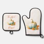 Dankbar und gesegnet Pumpkin Oven Mitt & Pot Holde Ofenhandschuh & Topflappen-Set (Vorderseite)