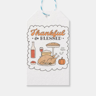 Dankbar und Gesegnet Retro-Erntedankfest Geschenkanhänger