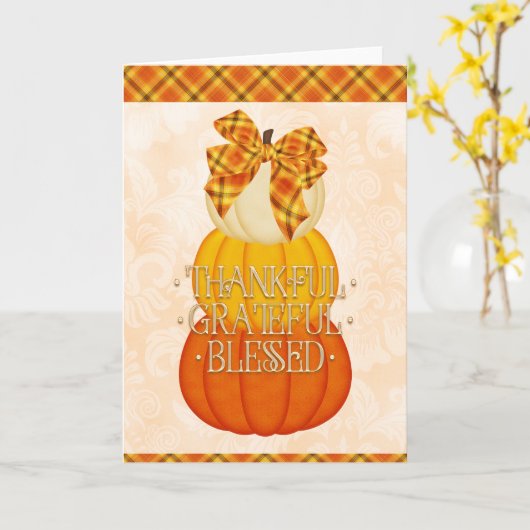 Dankbar und gesegnet Stack von Pumpkins Karte (Gelbe Blume)