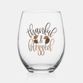 Dankbar und gesegnet weinglas ohne stiel (Vorderseite)