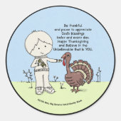 Dankbar und wertvoll runder aufkleber (Vorderseite)