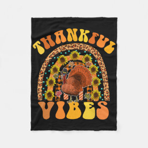 Dankbar Vibes Rainbow Turkey Fall Retro Groovh Fleecedecke