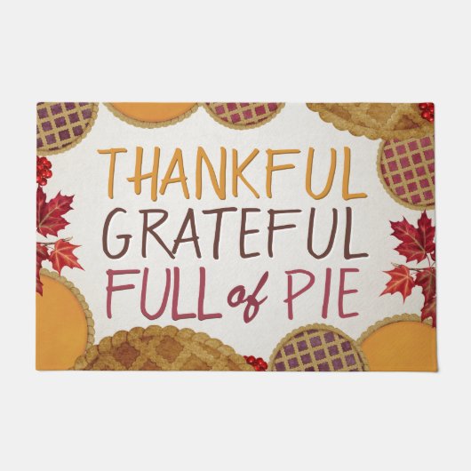 Dankbar voll von Pie Happy Thanksgiving Fußmatte (Vorderseite)