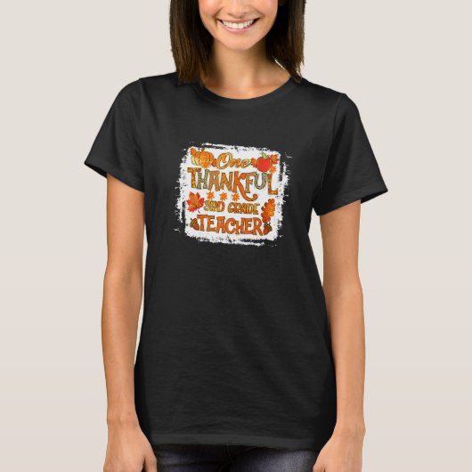 Dankbare 3. Klasse Lehrer Kürbis Herbst Leopard Th T-Shirt (Vorderseite)