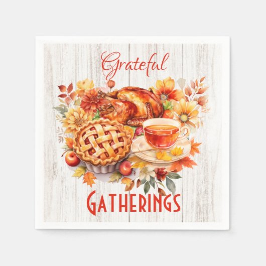 Dankbare Ansammlungen - Erntedank Serviette (Vorderseite)