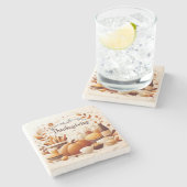 Dankbare Ansammlungen: Festlicher Erntedank Steinuntersetzer (Seitenansicht)