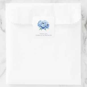 Dankbare Blaue Botanische Pfingstrose Quadratischer Aufkleber