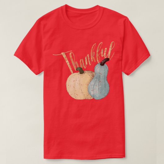 Dankbare blaue und weiße Pumpkins Herbst fallen T-Shirt (Design vorne)
