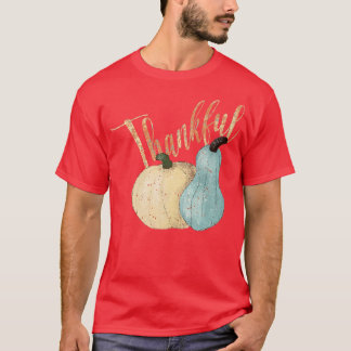 Dankbare blaue und weiße Pumpkins Herbst fallen T-Shirt