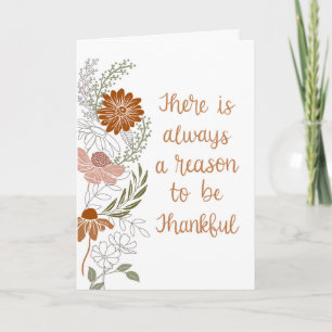 Dankbare Blume und Blätter im Inneren verschwinden Karte