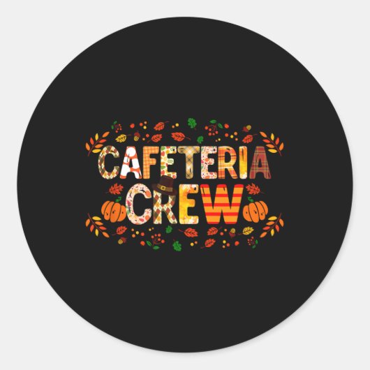 Dankbare Cafeteria Crew Herbst Dank Runder Aufkleber (Vorderseite)