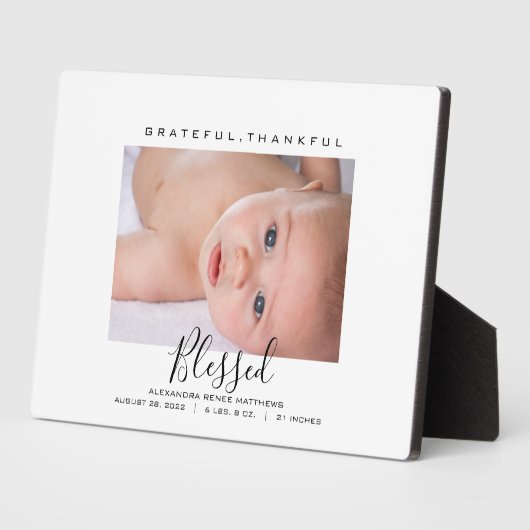 Dankbare, dankbare, gesegnete Baby Foto Erinnerung Fotoplatte (Seite)