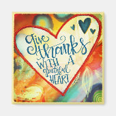 Dankbare, dankbare Herzkolorierte Inspiritivität Magnet (Vorne)