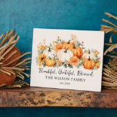 Dankbare Dankbarkeit gesegnet Fall Pumpkin Familie Fotoplatte (Seite)