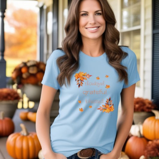 Dankbare Dankbarkeit gesegnet Herbst Herbst Blätte T-Shirt