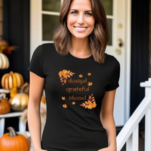 Dankbare Dankbarkeit gesegnet Herbst Herbst Blätte T-Shirt